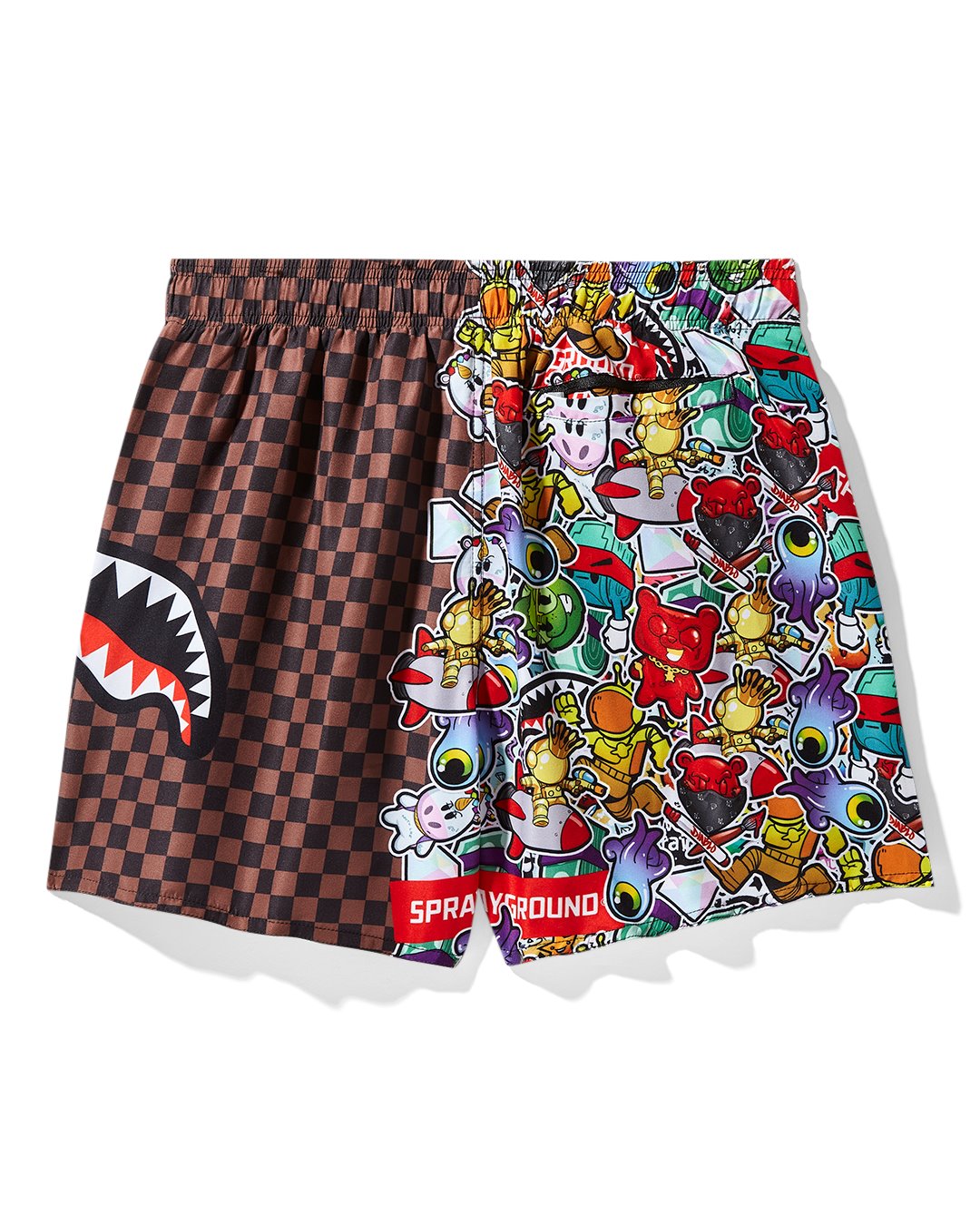 SHARKS IN STICKERS SWIM SHORTS