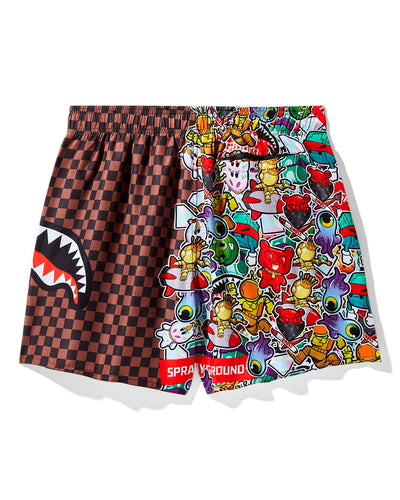 SHARKS IN STICKERS SWIM SHORTS