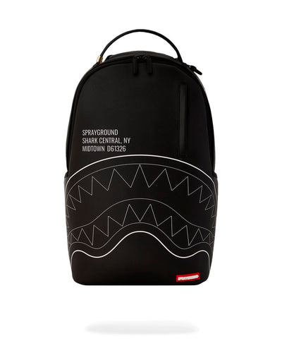 SHARK CENTRAL SOLID BLACK WITH WHITE LINE SHARKMOUTH BACKPACK