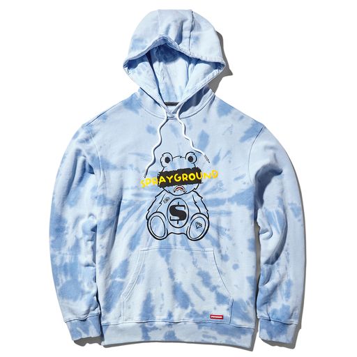 TIE DYE MONEY BEAR HOODIE PULLOVER LIGHT BLUE