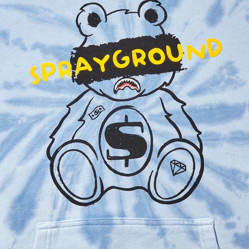 TIE DYE MONEY BEAR HOODIE PULLOVER LIGHT BLUE